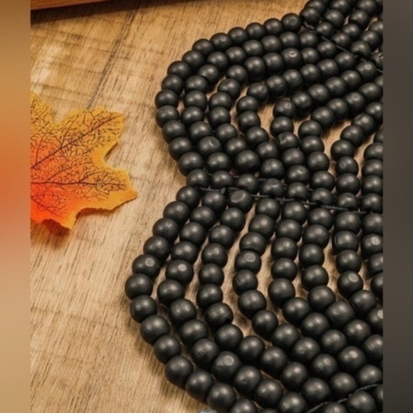 NWT✨ Wooden black Shoulder Shawl necklace Collar beaded Necklace LUXE BOHO - Picture 4 of 6